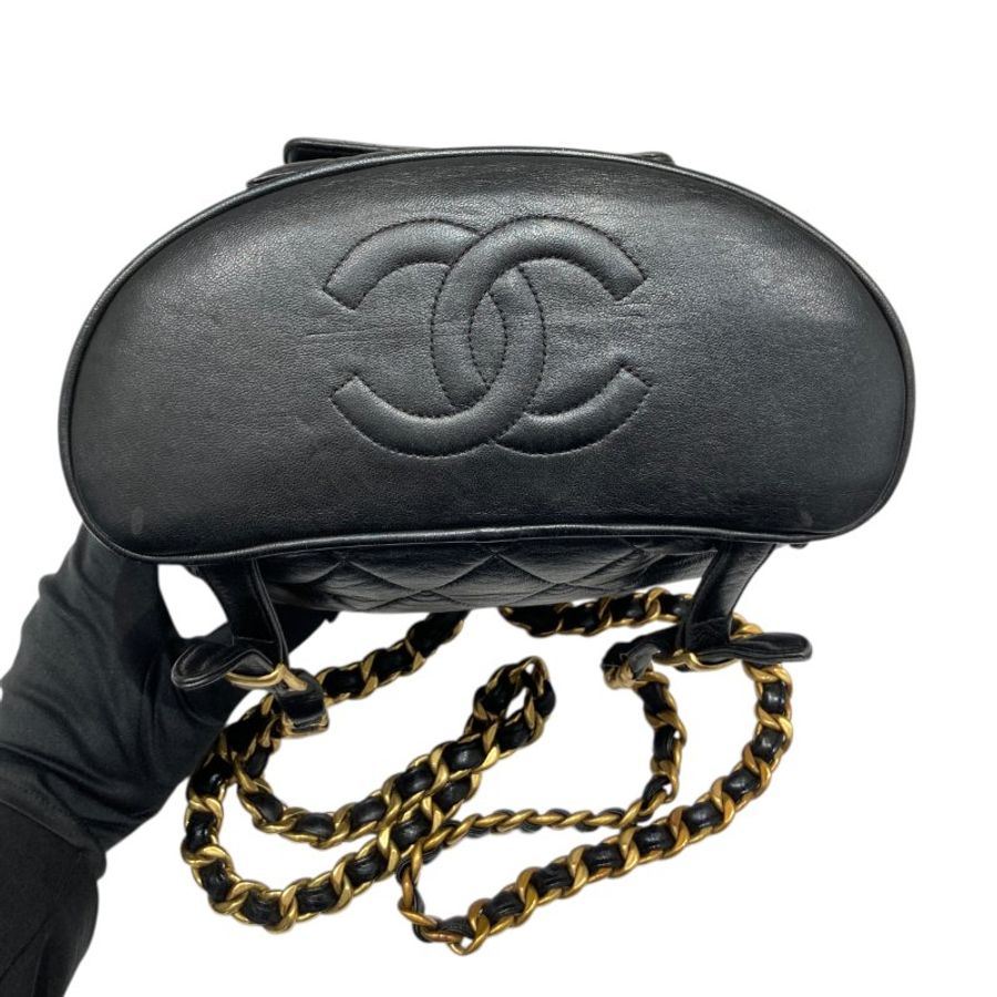 CHANEL 香奈兒 MATELASSÉ 雙肩包 A10177 後背包 羊皮 黑色 金扣-4