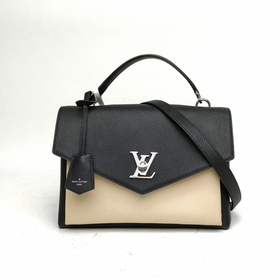 LOUIS VUITTON 拼色牛皮銀扣Lockme手提郵差包2017-0