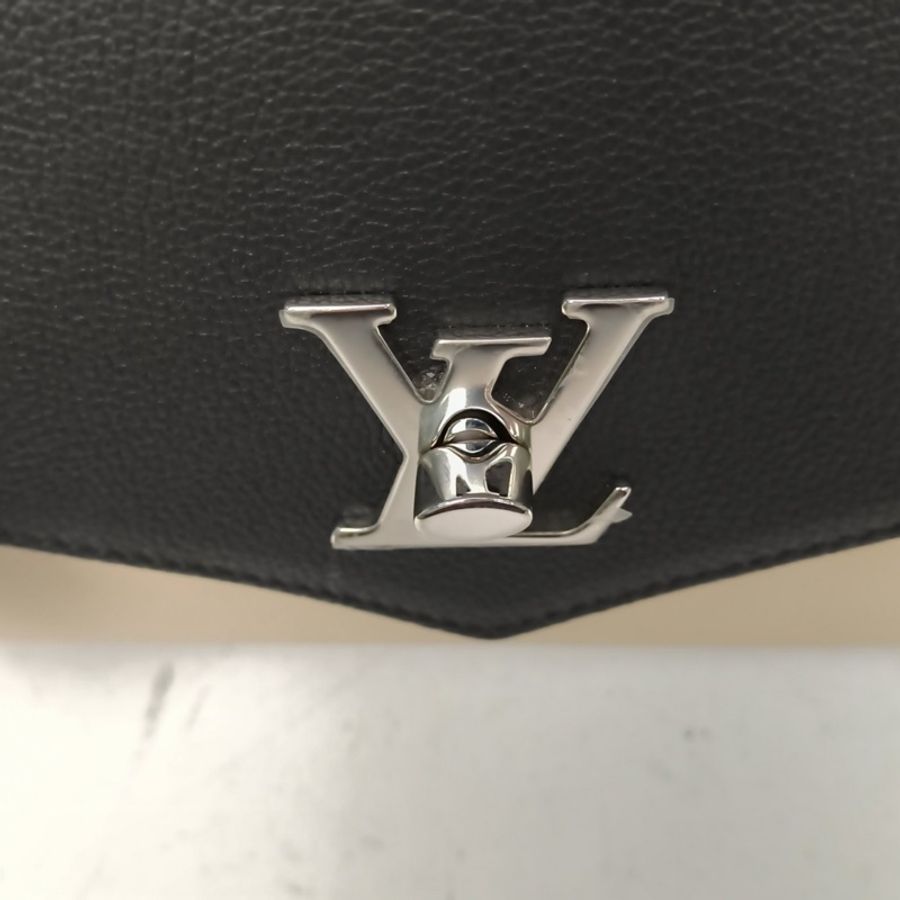 LOUIS VUITTON 拼色牛皮銀扣Lockme手提郵差包2017-4