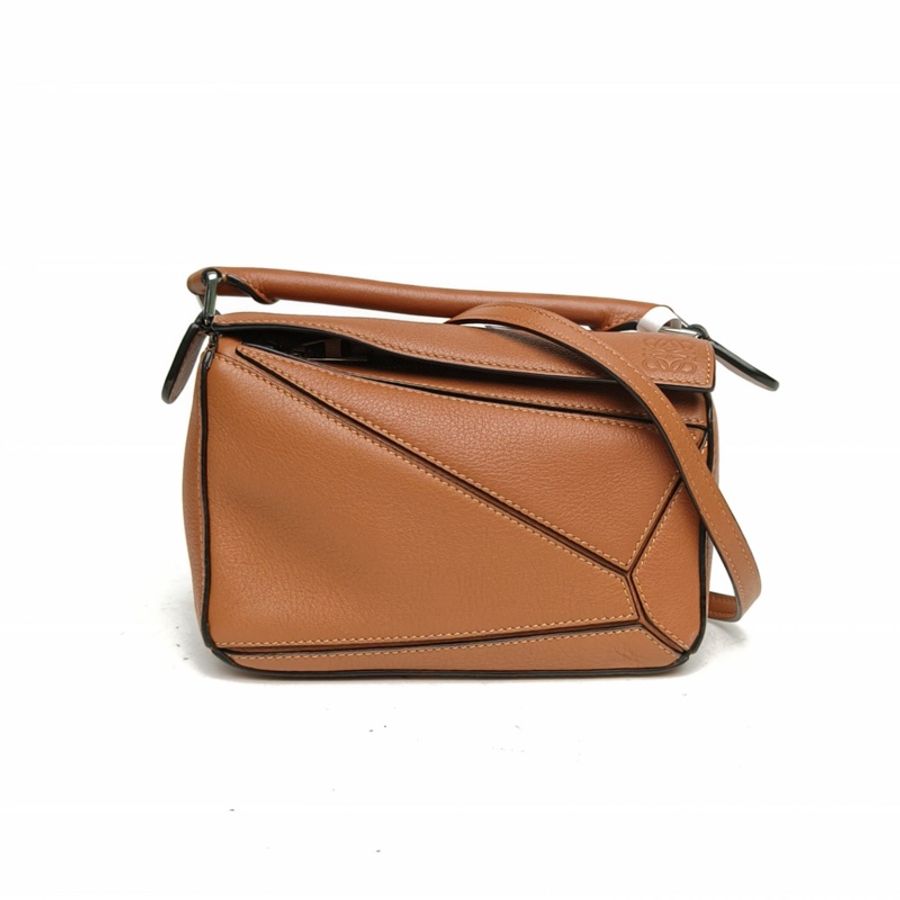 LOEWE Puzzle18幾何包迷你MINI焦糖色牛皮-0