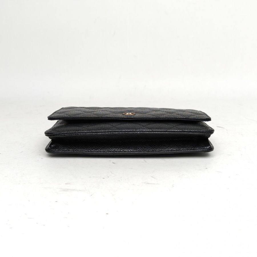 CHANEL CFWOC19cm黑色荔枝牛皮21開金扣-3