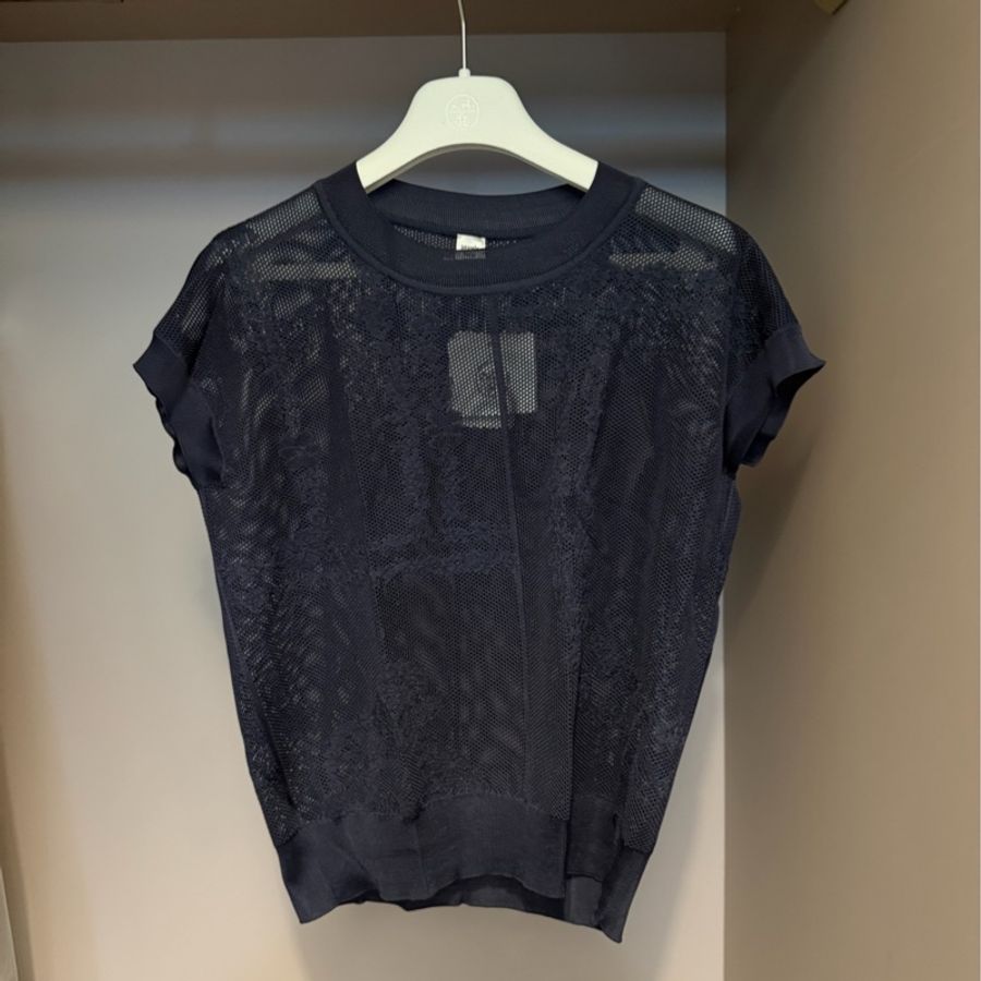 Hermes knit silk top bleu noir-0