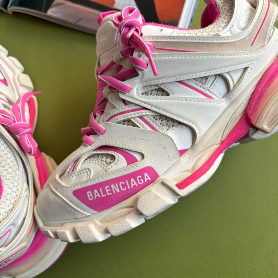 38號 ::Balenciaga:: Women's Runner Mesh & Nylon Light Blue 老爹鞋 粉白拚色球鞋 休閒鞋-14