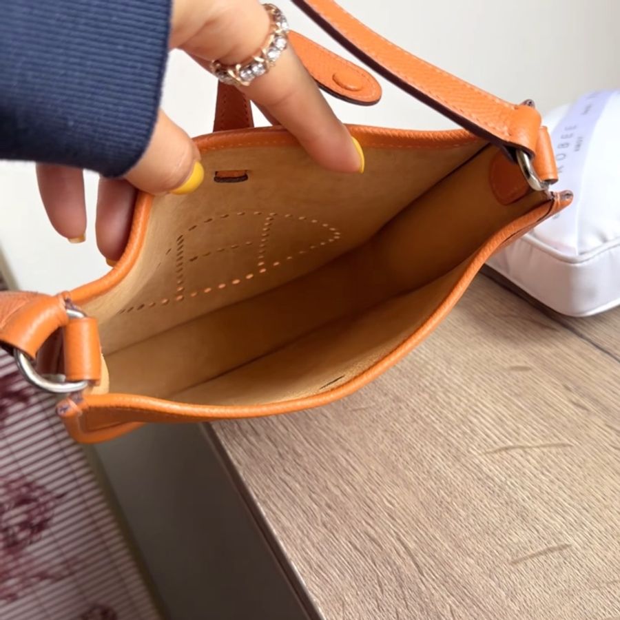 Hermes Everlyn mini 橘色 愛馬仕伊芙琳 迷你 短肩帶包|腋下包 vintage中古款-4