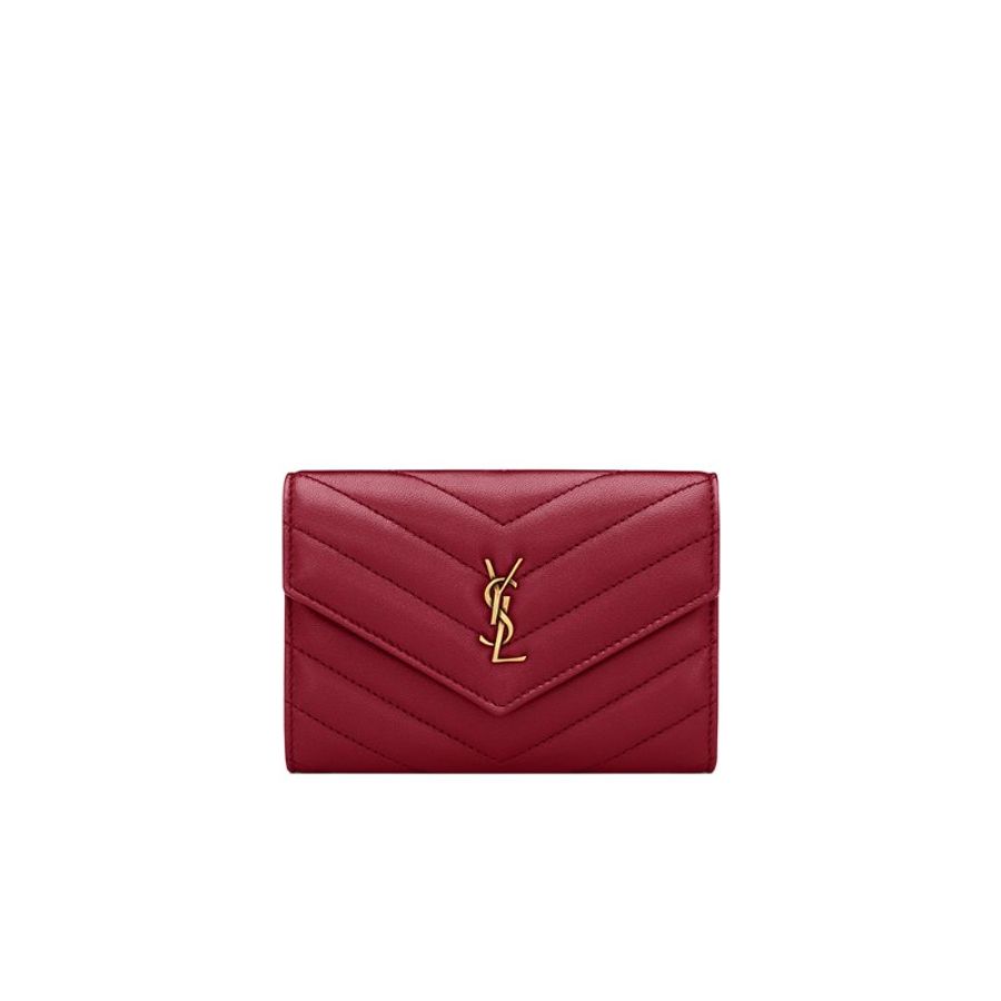 Yves Saint Laurent Cassandre Tri-Fold Wallet for Women in Red - 863726-AAEAX-6946 (新款白色盒)-4