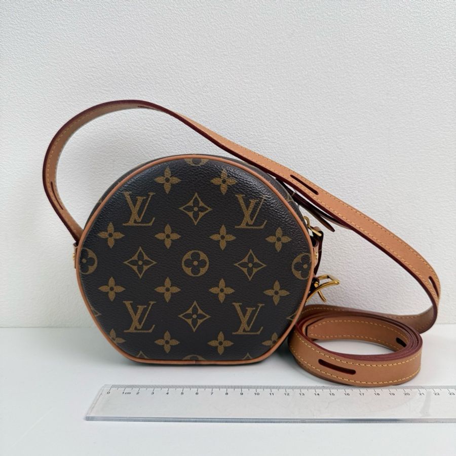Louis Vuitton/路易威登 棕色老花圓餅斜挎包 金扣-1