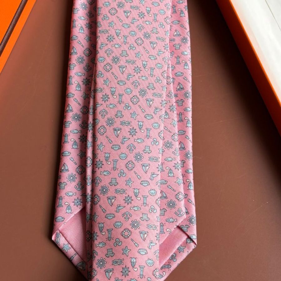 ::HERMES:: 童趣粉色領帶-6