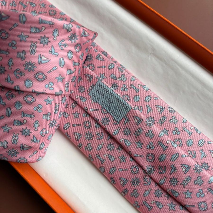 ::HERMES:: 童趣粉色領帶-10