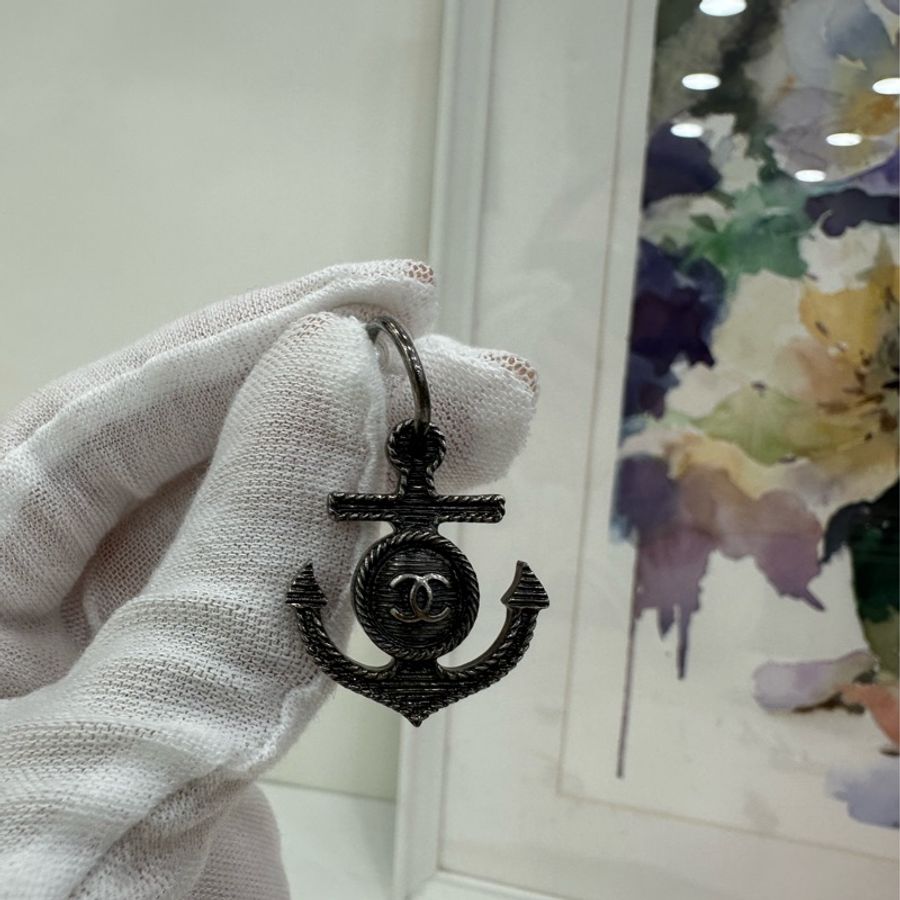 CHANEL 香奈兒 銀色船錨耳環,復古做舊銀色-2