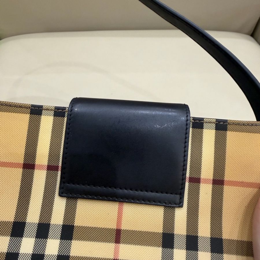 Burberry巴寶莉格紋小號托特腋下包-10