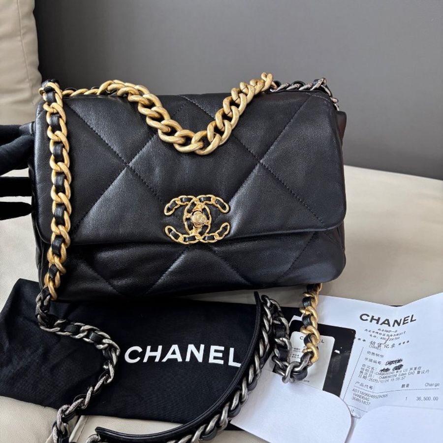 香奈兒/Chanel 黑金19bag小號鏈條包-5
