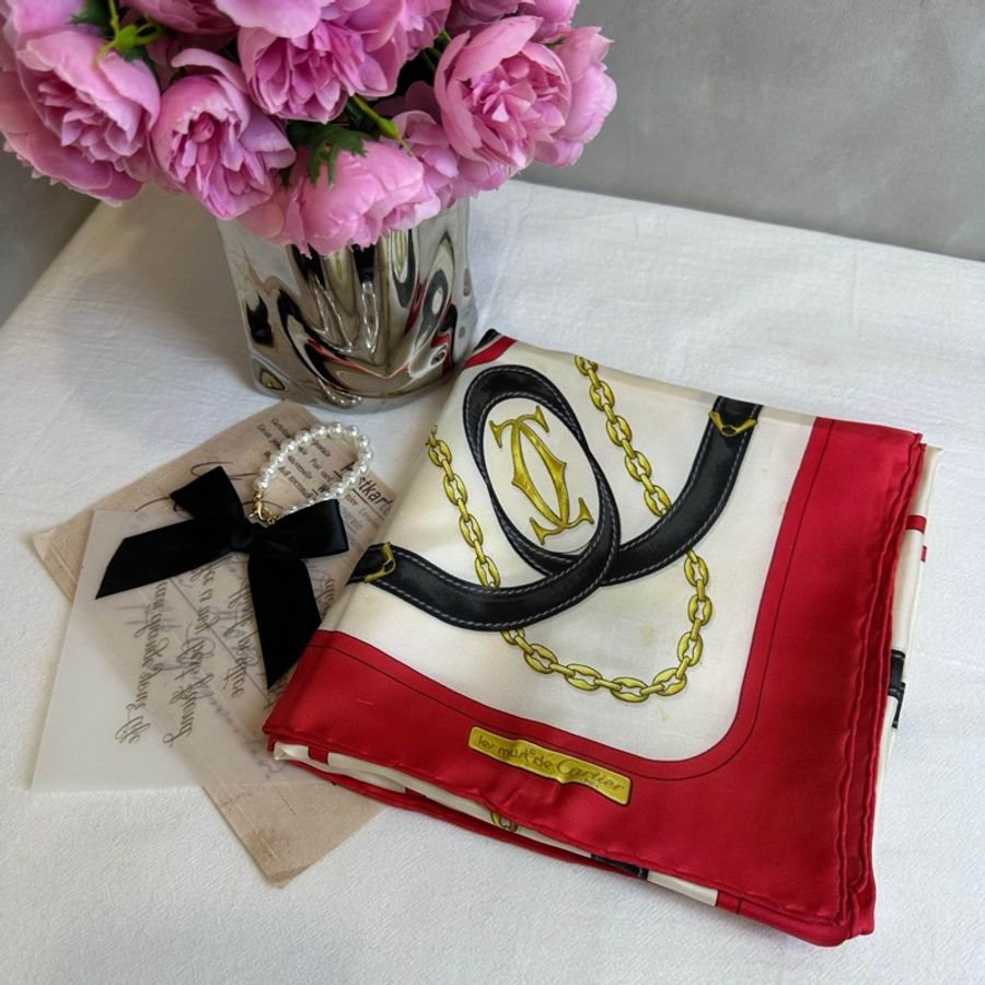 【赫蒂國際精品】 Cartier 卡蒂亞Must de Cartier 系列絲巾 vintage-0