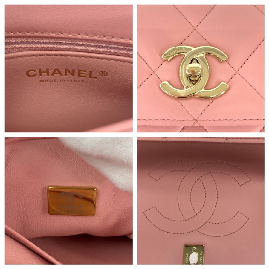 香奈兒 (CHANEL) Matelassé Coco Mark 旋扣式 Logo 飾片粉金色五金羊皮鏈條單肩包/手提包 兩用女士-3