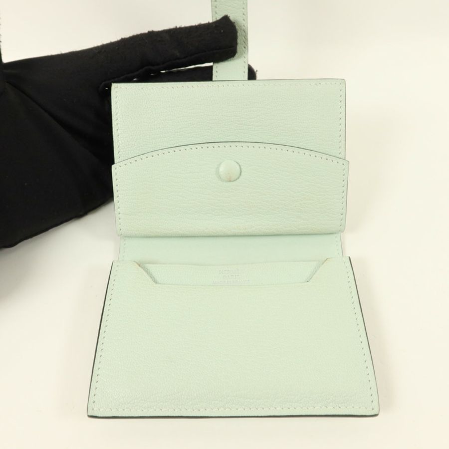 HERMES 【激減優惠】Chevre皮革Bearn Mini Wallet錢包Vert Peppermint-4