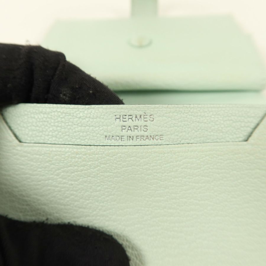 HERMES 【激減優惠】Chevre皮革Bearn Mini Wallet錢包Vert Peppermint-5