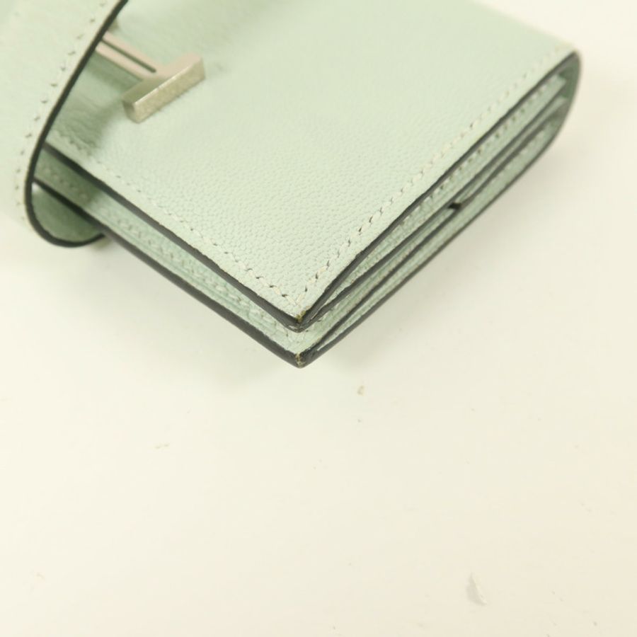 HERMES 【激減優惠】Chevre皮革Bearn Mini Wallet錢包Vert Peppermint-9