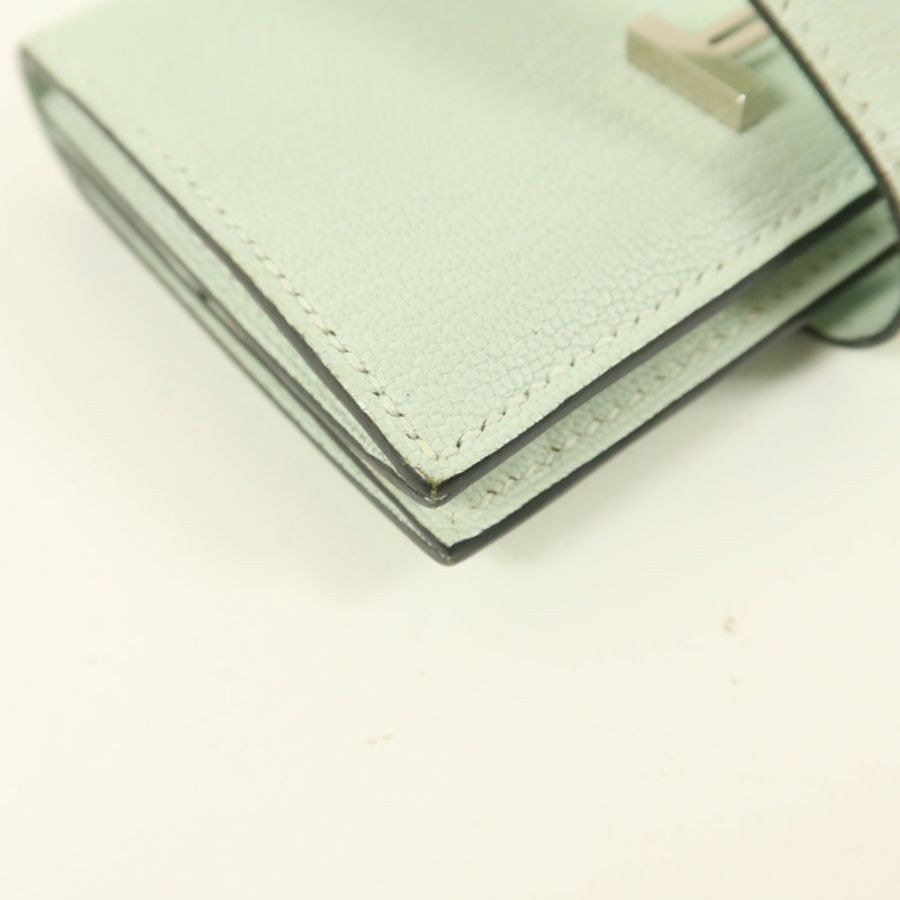 HERMES 【激減優惠】Chevre皮革Bearn Mini Wallet錢包Vert Peppermint-10