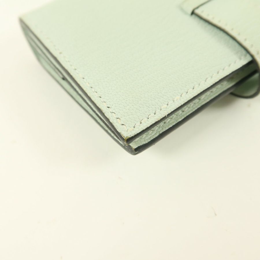 HERMES 【激減優惠】Chevre皮革Bearn Mini Wallet錢包Vert Peppermint-12