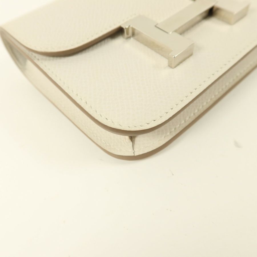 HERMES Epsom皮革Constance Slim錢包Blanc-11