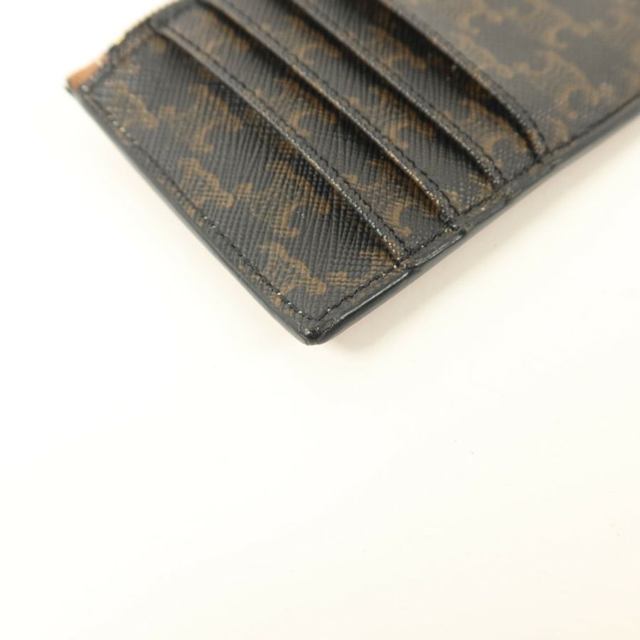 CELINE 塗層帆布/牛皮皮革Zipped Compact Card Holder卡片套-11