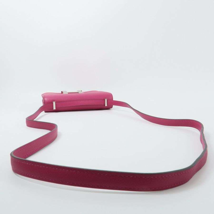 HERMES Evercolor皮革Constance Mini肩背袋Rose Pourpre-8