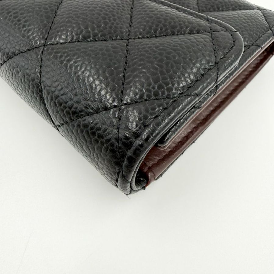 CHANEL - 黑色金釦荔枝皮三折中夾-9