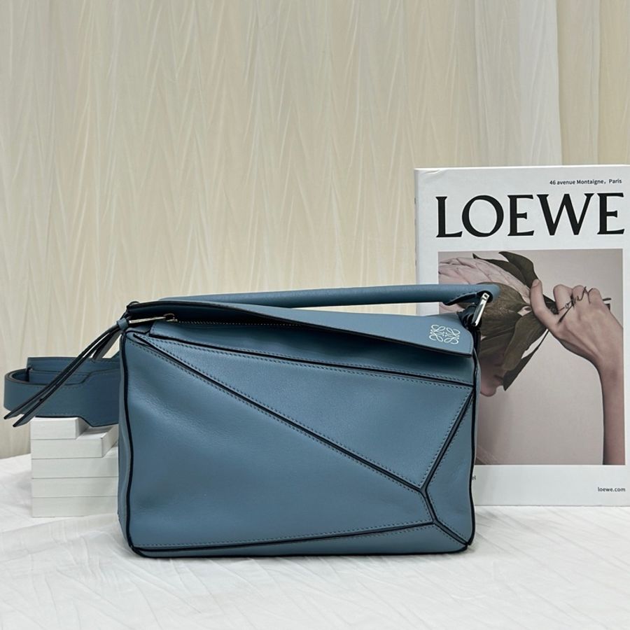 Loewe羅意威霧霾藍Puzzle小號幾何包-0