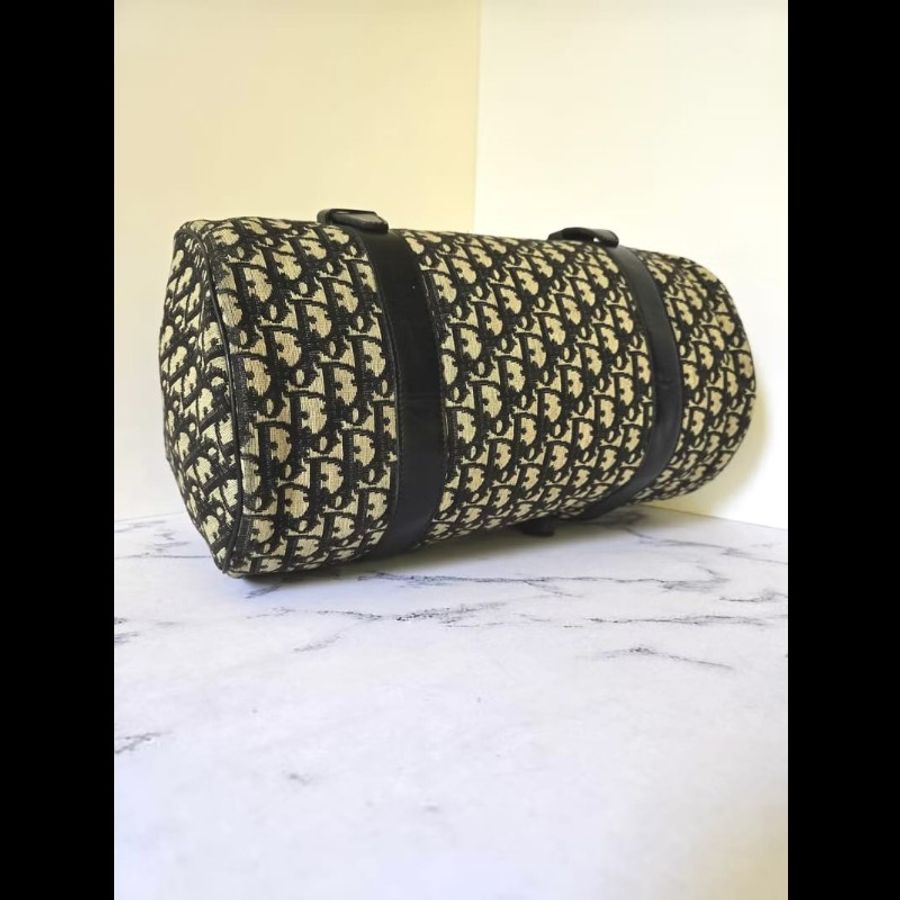 LA LUNE-絕版中古包 Dior黑色老花波士頓包 斜背包 側背包 單肩包 二手-4