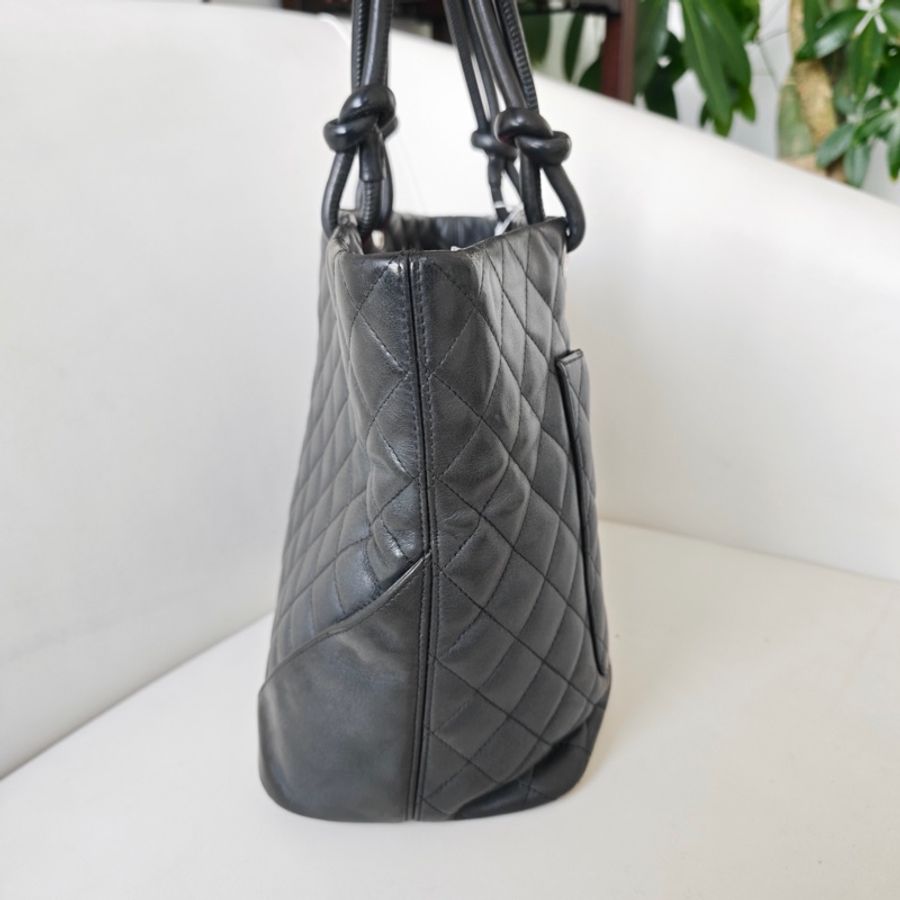 Chanel • 經典康鵬全黑牛皮大號托特包 So Black-6