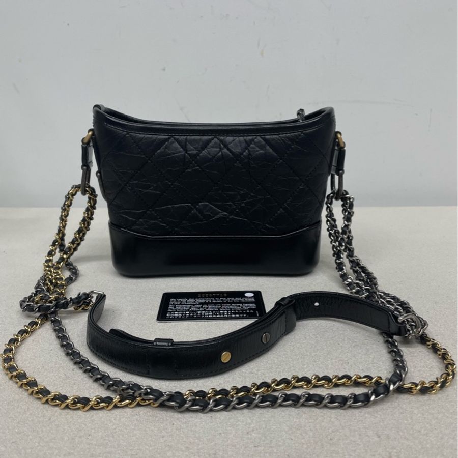 Chanel • Gabrielle 經典黑金牛皮流浪包 小號 有卡-6