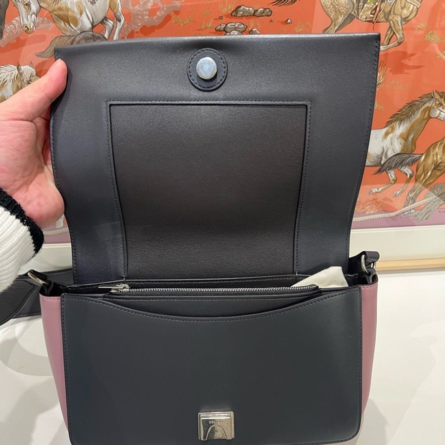 賽琳/Celine prame 粉拼黑 95新 牛皮 25 x10.5 x15 🈚附件-5