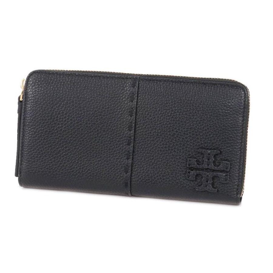 快速出貨!【TORY BURCH】縫線ㄇ型拉鍊長夾-黑色-3