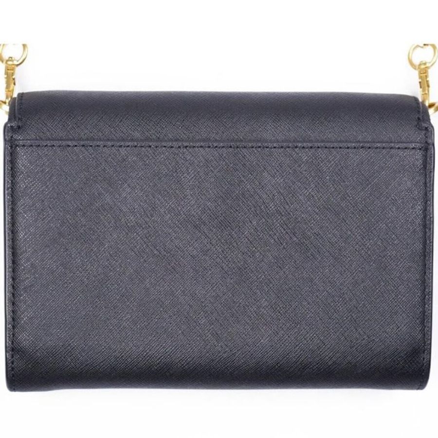 快速出貨!【TORY BURCH】十字紋防刮皮革掀蓋按釦斜背包-黑色-1
