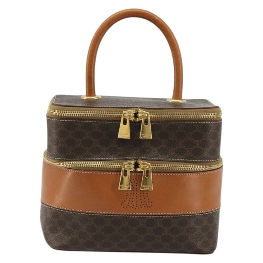 【日本直送】CELINE Macadam帆布化妝包 PVC皮革 棕色金色 正品 YKZ1479A-12