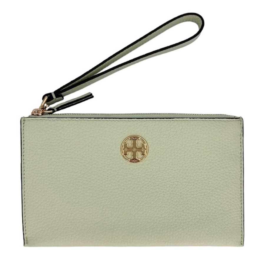 快速出貨!【TORY BURCH】大款拉鍊皮革手拿包-薄荷綠-2