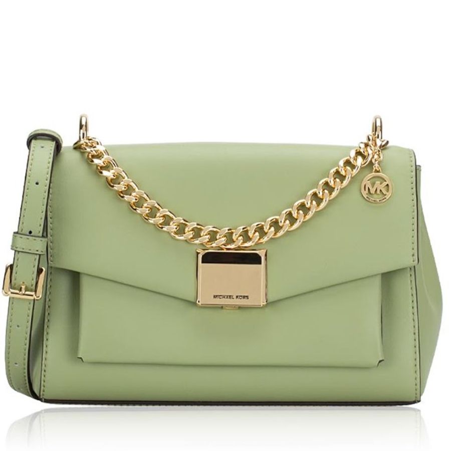 快速出貨！【Michael Kors】防刮皮革翻蓋斜背包-果綠-3