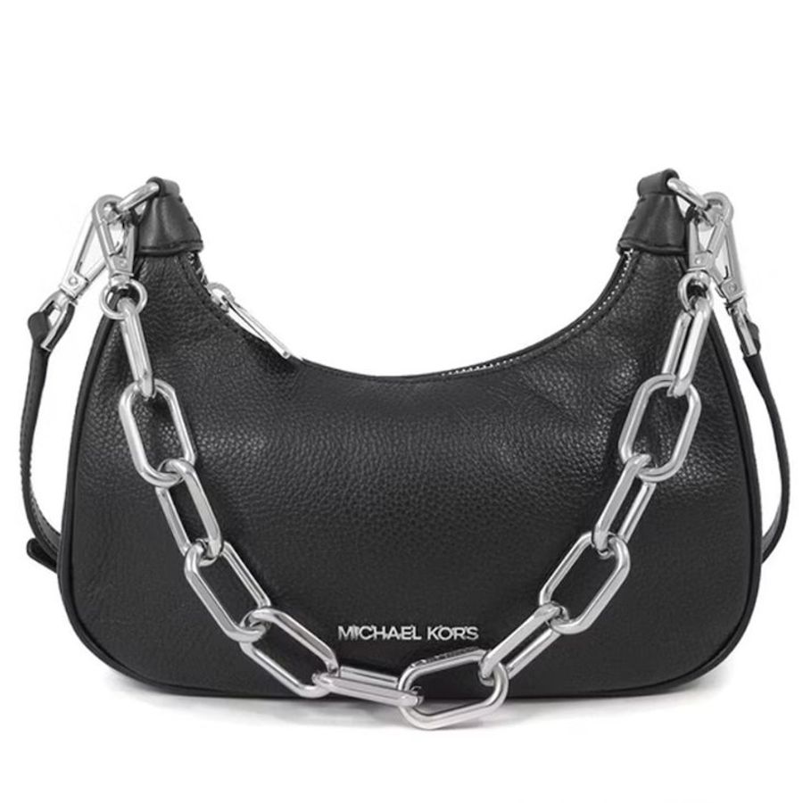 快速出貨!【Michael Kors】荔枝皮革鍊條兩用包-黑-0