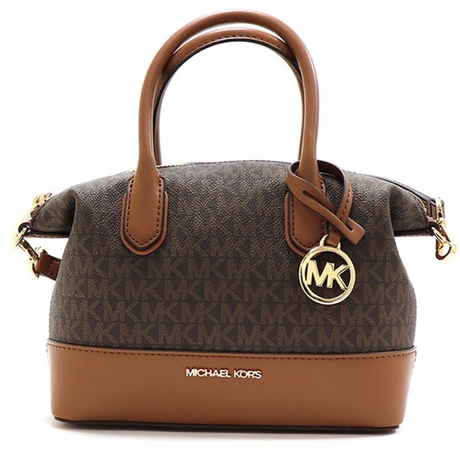 快速出貨!【Michael Kors】老花皮革兩用包-咖啡焦糖-0