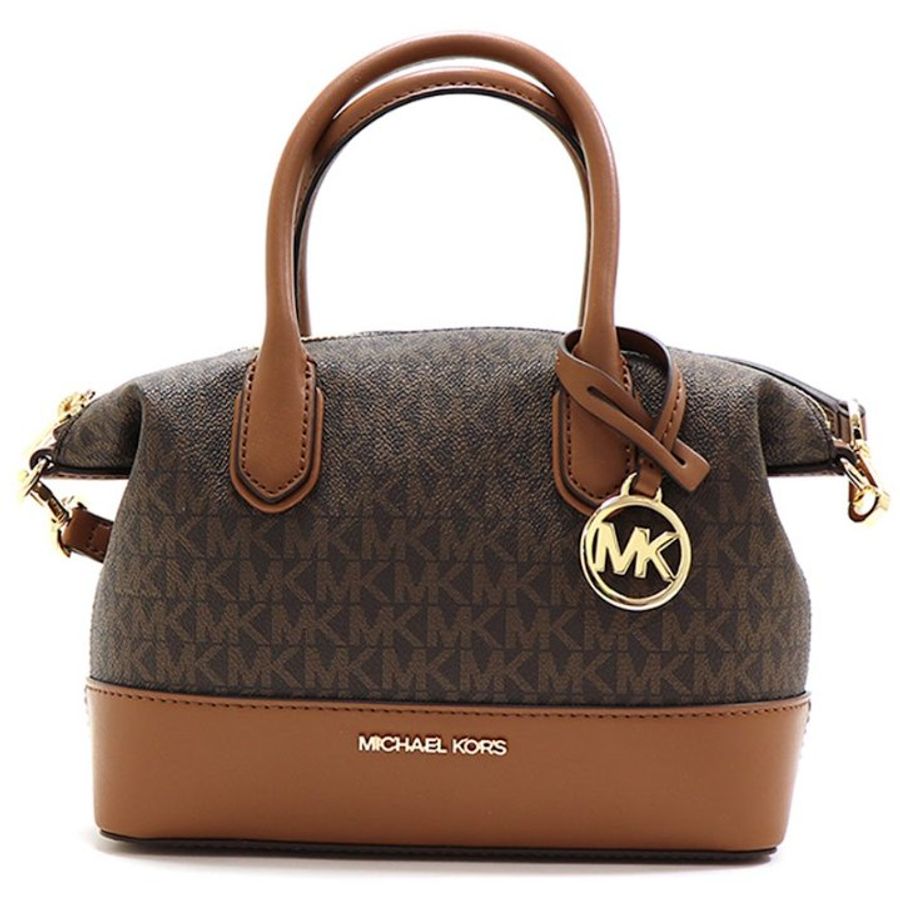 快速出貨!【Michael Kors】老花皮革兩用包-咖啡焦糖-4