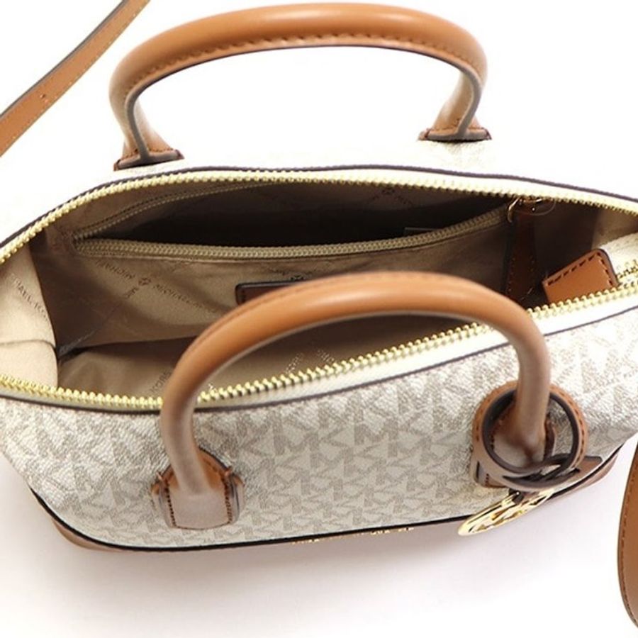 快速出貨!【Michael Kors】老花皮革兩用包-香草焦糖-1