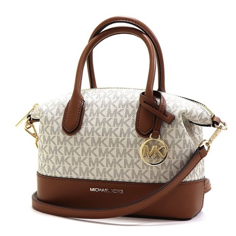 快速出貨!【Michael Kors】老花皮革兩用包-香草焦糖-2