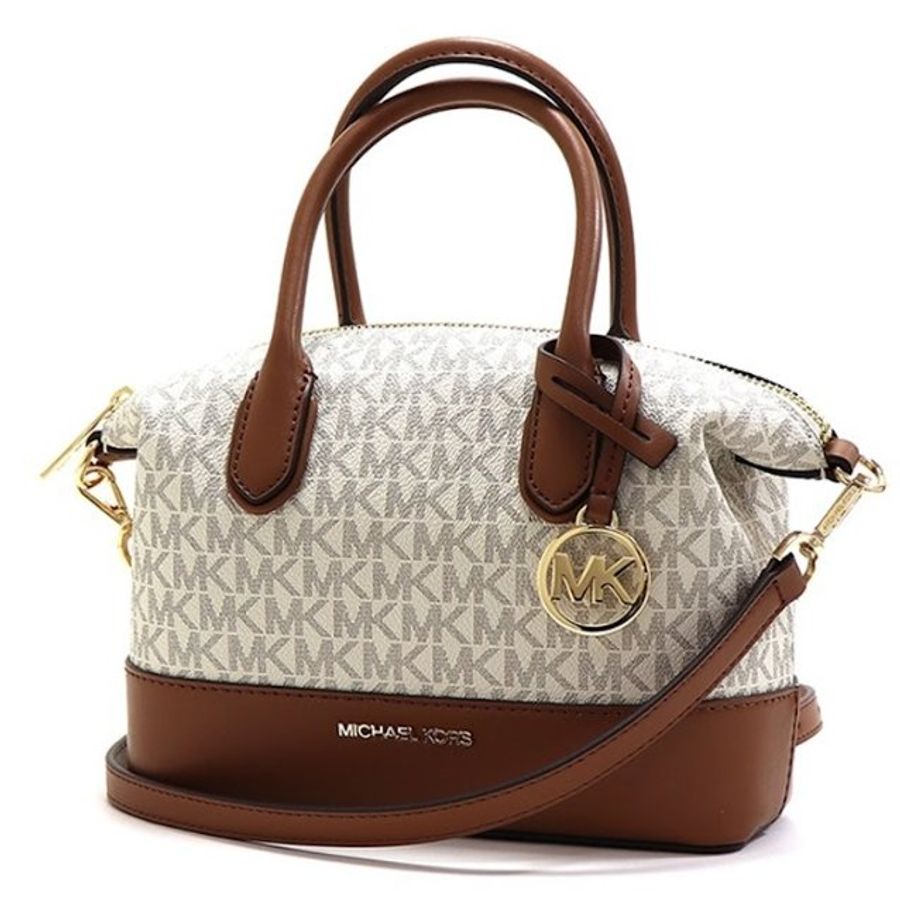 快速出貨!【Michael Kors】老花皮革兩用包-香草焦糖-4