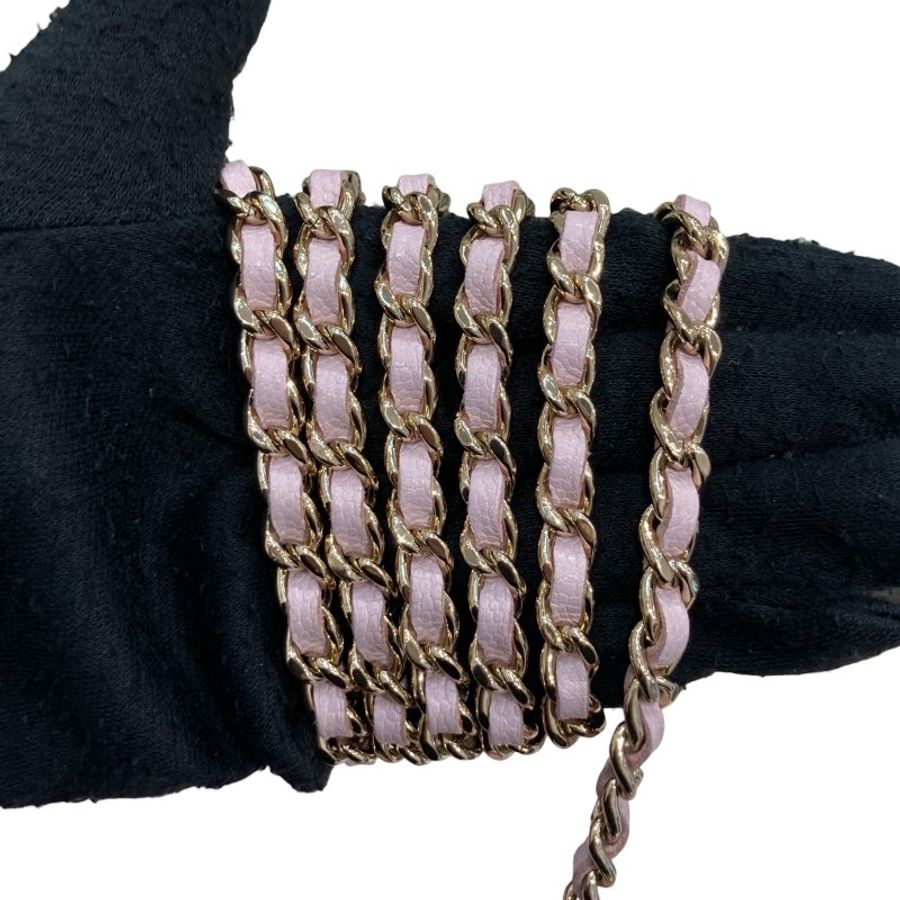 CHANEL 香奈兒 AP2136 WALLET ON CHAIN 2021春夏款珍珠翻蓋斜背包 荔枝牛皮 寶寶粉 淺金釦-12