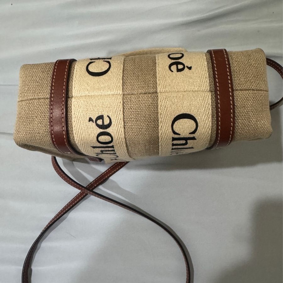 Chloe 迷你 帆布肩背包 (棕色) MINI CABAS WOODY TOTE-2