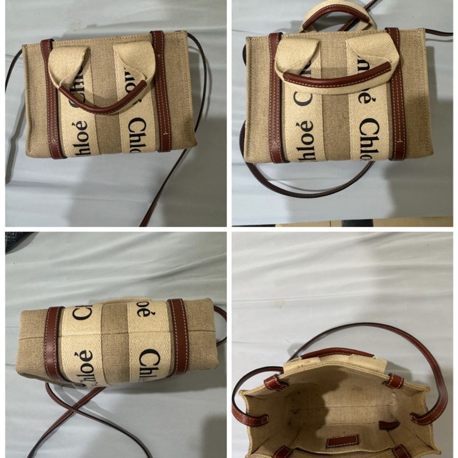 Chloe 迷你 帆布肩背包 (棕色) MINI CABAS WOODY TOTE-4
