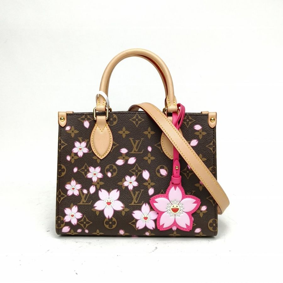 LOUIS VUITTON 老花PVC金扣晶片Onthego小號櫻花村上隆聯名-0