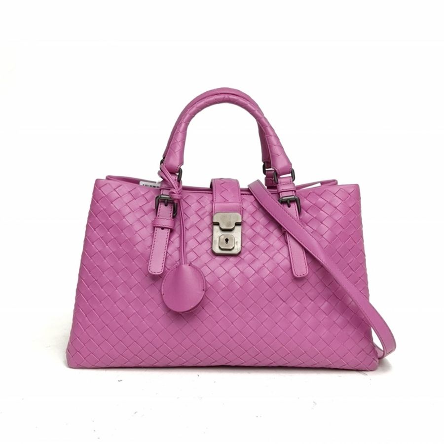 BOTTEGA VENETA Roma羅馬包小號31紫色羊皮鎢鋼扣-0