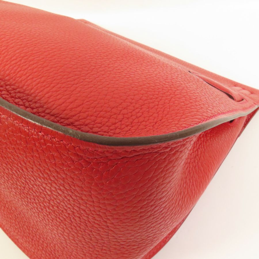 HERMES Clemence皮革Jypsiere 28肩背袋Rouge Casaque-13