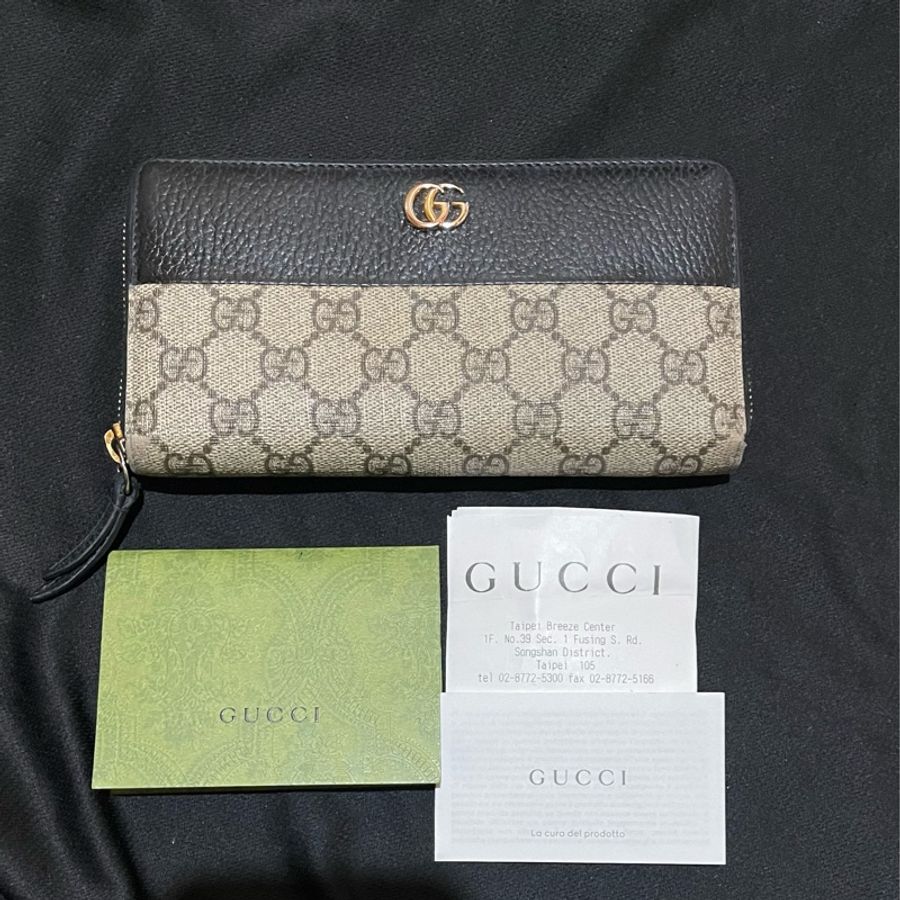 Gucci經典老花金釦長夾（附台灣購證）-0