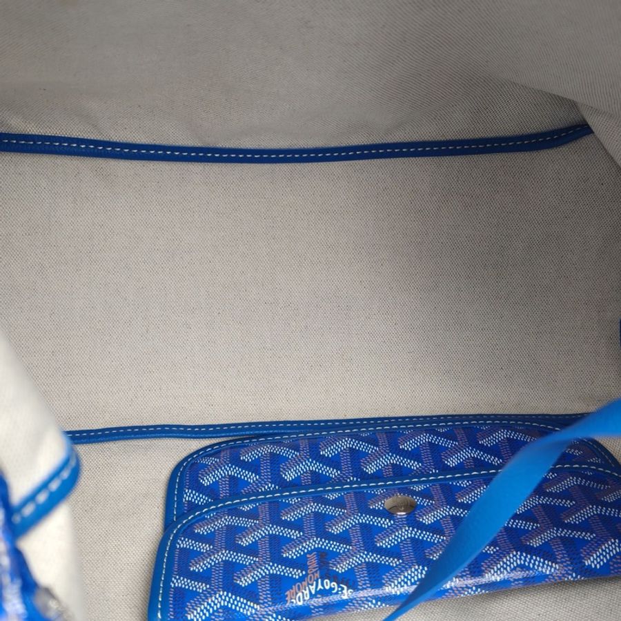 GOYARD BohemeHoboBag子母腋下包藍色PVC銀扣-4
